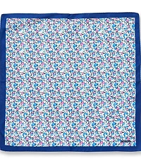 Cremieux Bordered Flower Medallion Woven Silk Pocket Square
