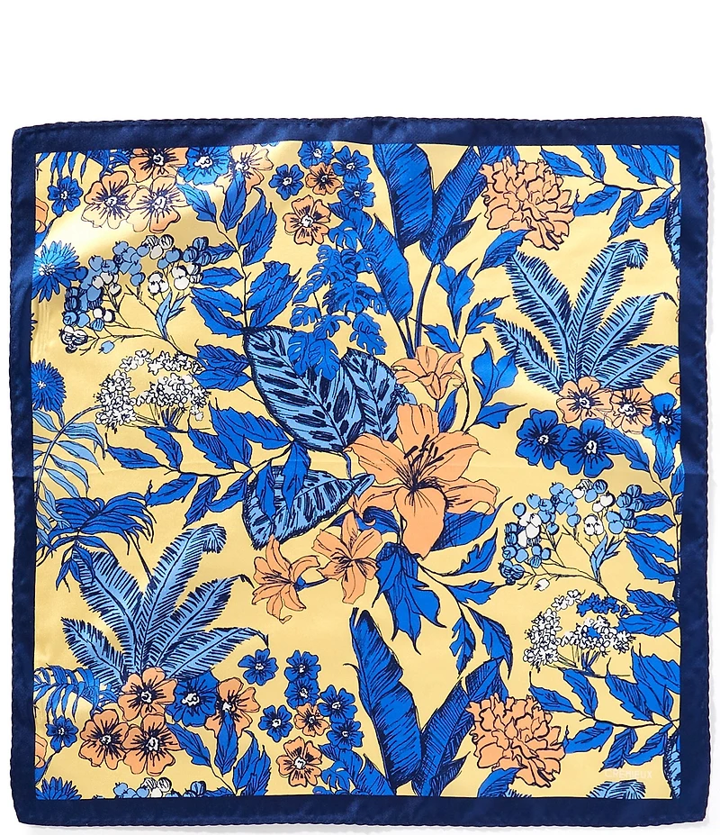 Cremieux Botanical Floral 3 1/4#double; Woven Silk Pocket Square