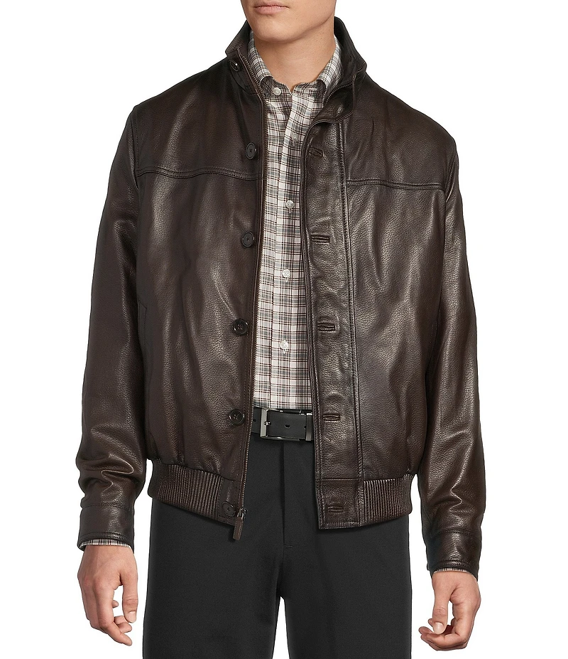 Cremieux Brown Lambskin Bomber Jacket