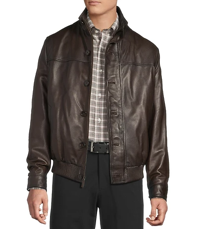 Cremieux Brown Lambskin Bomber Jacket