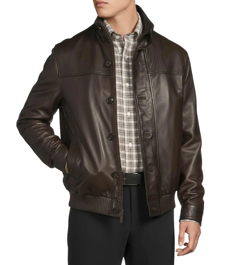 Cremieux Brown Lambskin Bomber Jacket