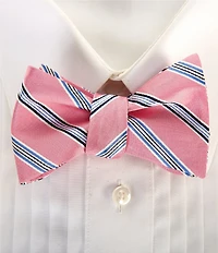 Cremieux Cohen Stripe Print Woven Silk Bow Tie