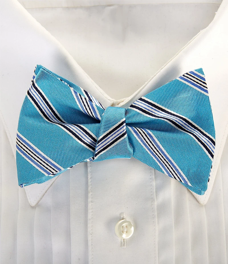 Cremieux Cohen Stripe Print Woven Silk Bow Tie