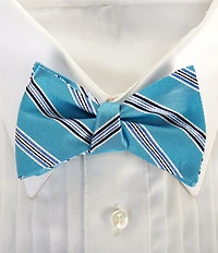Cremieux Cohen Stripe Print Woven Silk Bow Tie