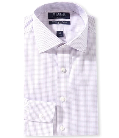 Cremieux Crosby Slim Fit Spread Collar Checked Twill Dress Shirt