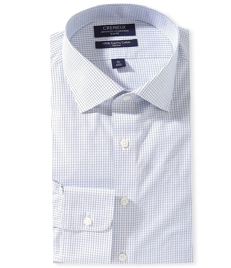 Cremieux Crosby Slim Fit Spread Collar Checked Twill Dress Shirt