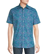 Cremieux Jeans Big & Tall Premium Denim Medium Paisley Print Stretch Short Sleeve Woven Shirt