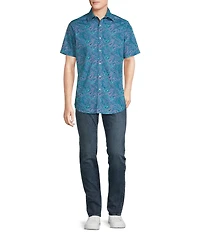 Cremieux Jeans Big & Tall Premium Denim Medium Paisley Print Stretch Short Sleeve Woven Shirt