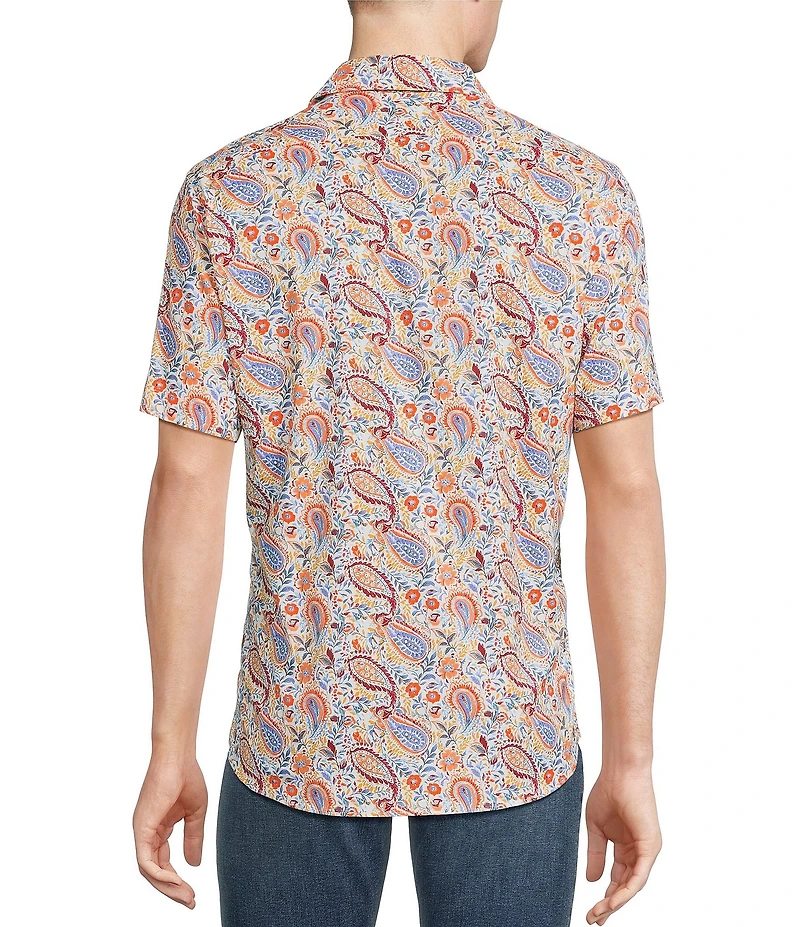 Cremieux Jeans Big & Tall Premium Denim Paisley Print Short Sleeve Woven Shirt