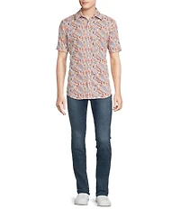 Cremieux Jeans Big & Tall Premium Denim Paisley Print Short Sleeve Woven Shirt
