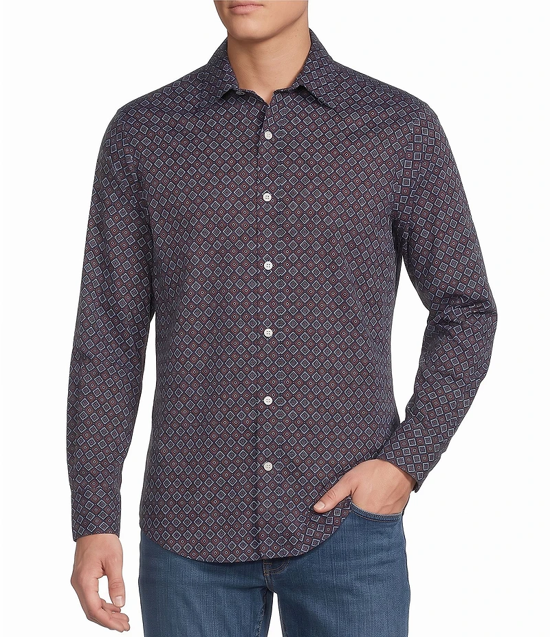 Cremieux Jeans Premium Diamond Print Long Sleeve Woven Shirt