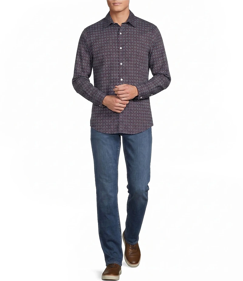 Cremieux Jeans Premium Diamond Print Long Sleeve Woven Shirt