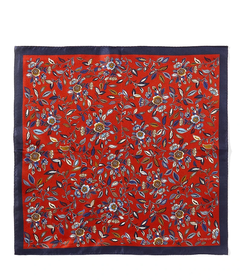 Cremieux Kai Flower Print Woven Silk Pocket Square