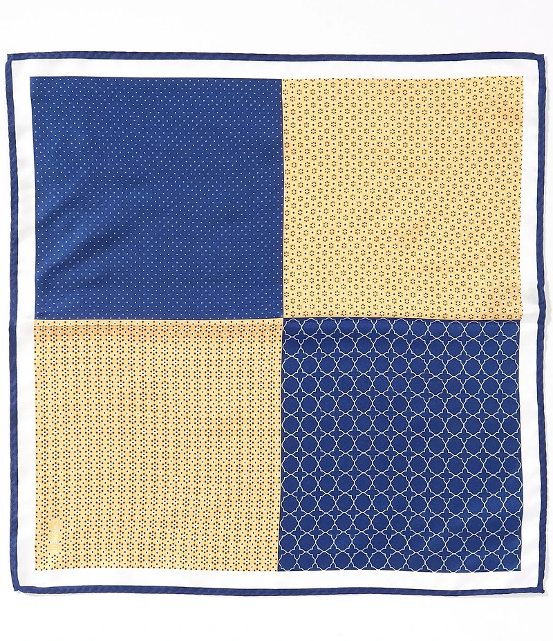 Cremieux Kaleb Neat Geometric Four Square Woven Silk Pocket Square