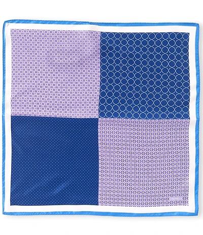 Cremieux Kaleb Neat Geometric Four Square Woven Silk Pocket Square