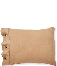 Cremieux Khaki Cotton Button Accent Sham