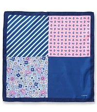 Cremieux King Floral/Stripe Four Square Woven Silk Pocket Square