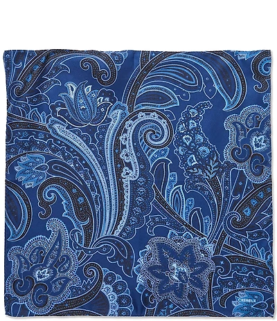 Cremieux Lincoln Large Paisley Print Woven Silk Pocket Square