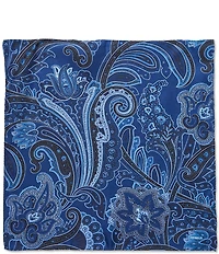 Cremieux Lincoln Large Paisley Print Woven Silk Pocket Square