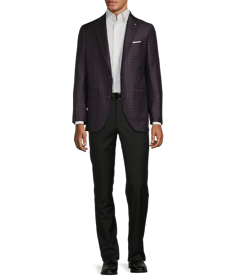 Cremieux Modern Fit Dark Plaid Pattern Wool Sport Coat