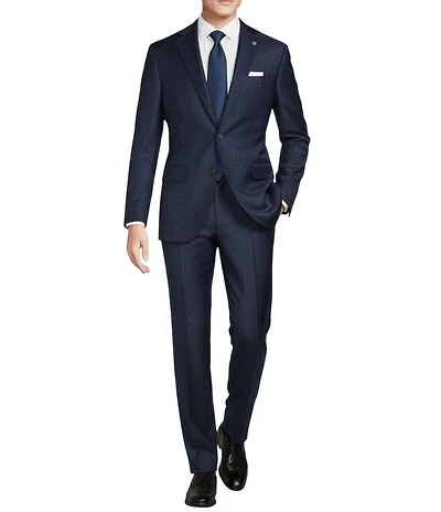 Cremieux Modern Fit Flat Front Sharkskin Pattern 2-Piece Suit