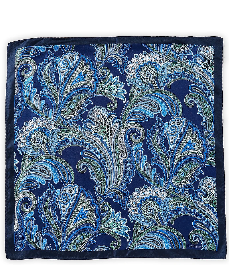 Cremieux Paisley 4 Square Silk Pocket Square
