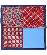 Cremieux Pat Paisley Medallion Four Square Woven Silk Pocket Square