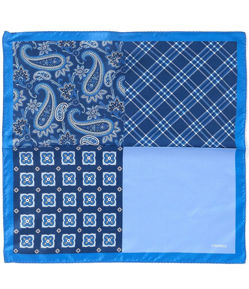 Cremieux Pat Paisley Medallion Four Square Woven Silk Pocket Square