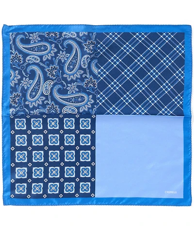 Cremieux Pat Paisley Medallion Four Square Woven Silk Pocket Square