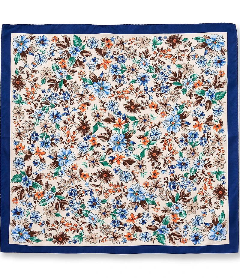 Cremieux Phoenix Bordered Flowers Woven Silk Pocket Square