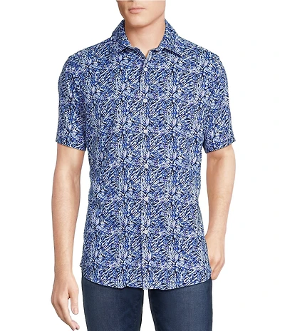 Cremieux Premium Denim Abstract Print Short Sleeve Woven Shirt