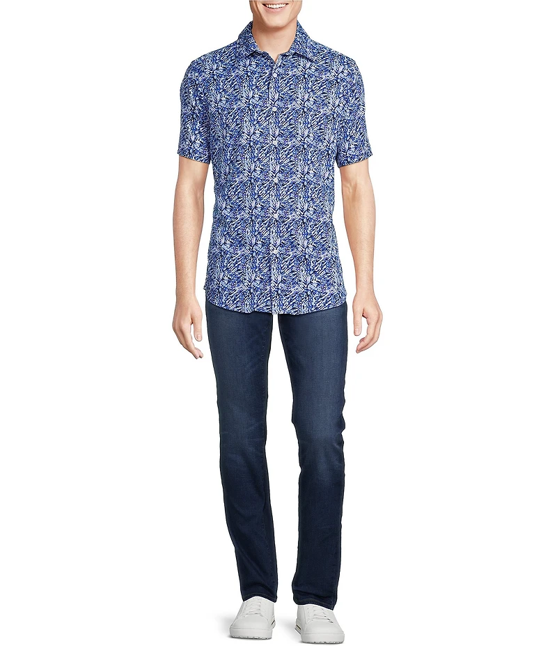 Cremieux Premium Denim Abstract Print Short Sleeve Woven Shirt