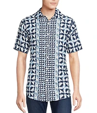 Cremieux Premium Denim Big & Tall Color Block Print Short Sleeve Woven Shirt