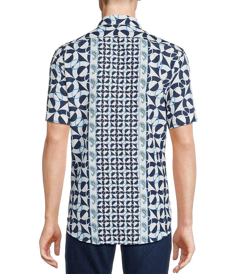 Cremieux Premium Denim Big & Tall Color Block Print Short Sleeve Woven Shirt