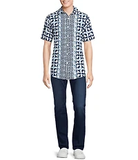 Cremieux Premium Denim Big & Tall Color Block Print Short Sleeve Woven Shirt