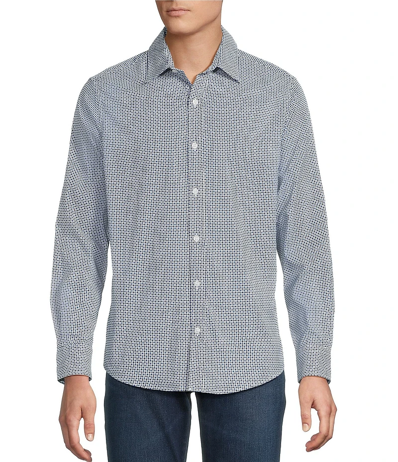 Cremieux Premium Denim Big & Tall Geometric Dot Long Sleeve Woven Shirt