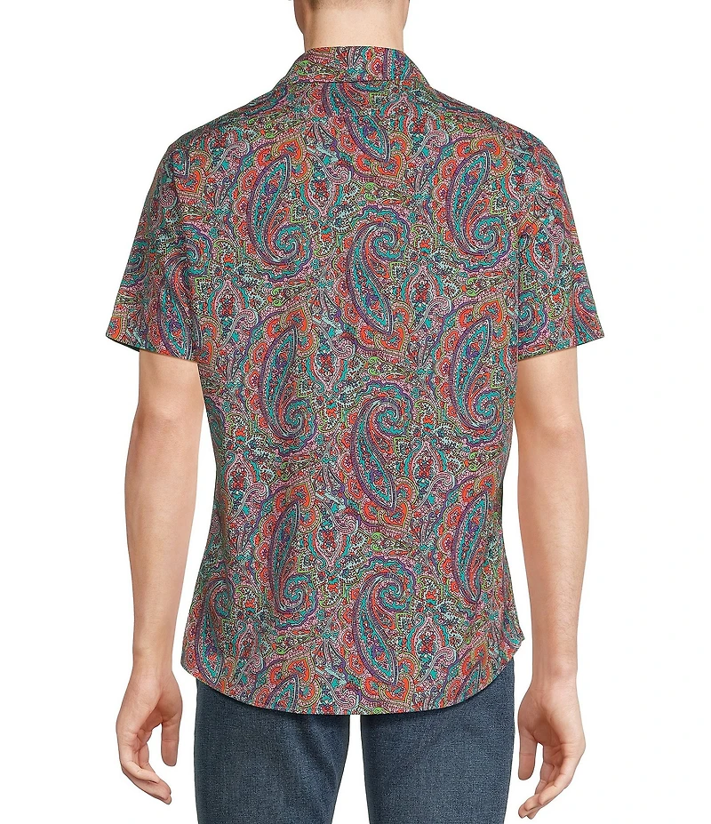 Cremieux Premium Denim Big & Tall Large Paisley Print Stretch Short Sleeve Woven Shirt