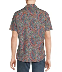 Cremieux Premium Denim Big & Tall Large Paisley Print Stretch Short Sleeve Woven Shirt