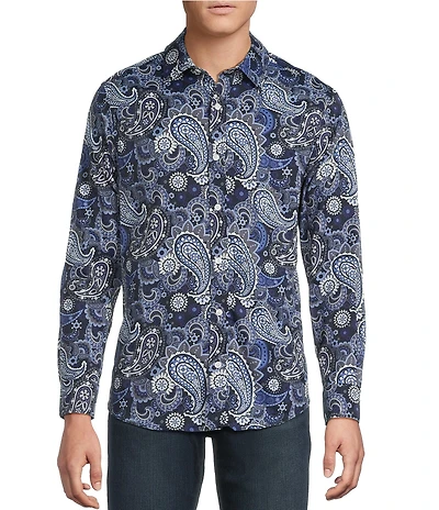 Cremieux Premium Denim Big & Tall Midnight Paisley Long Sleeve Woven Shirt