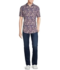Cremieux Premium Denim Big & Tall Paisley Print Short Sleeve Woven Shirt