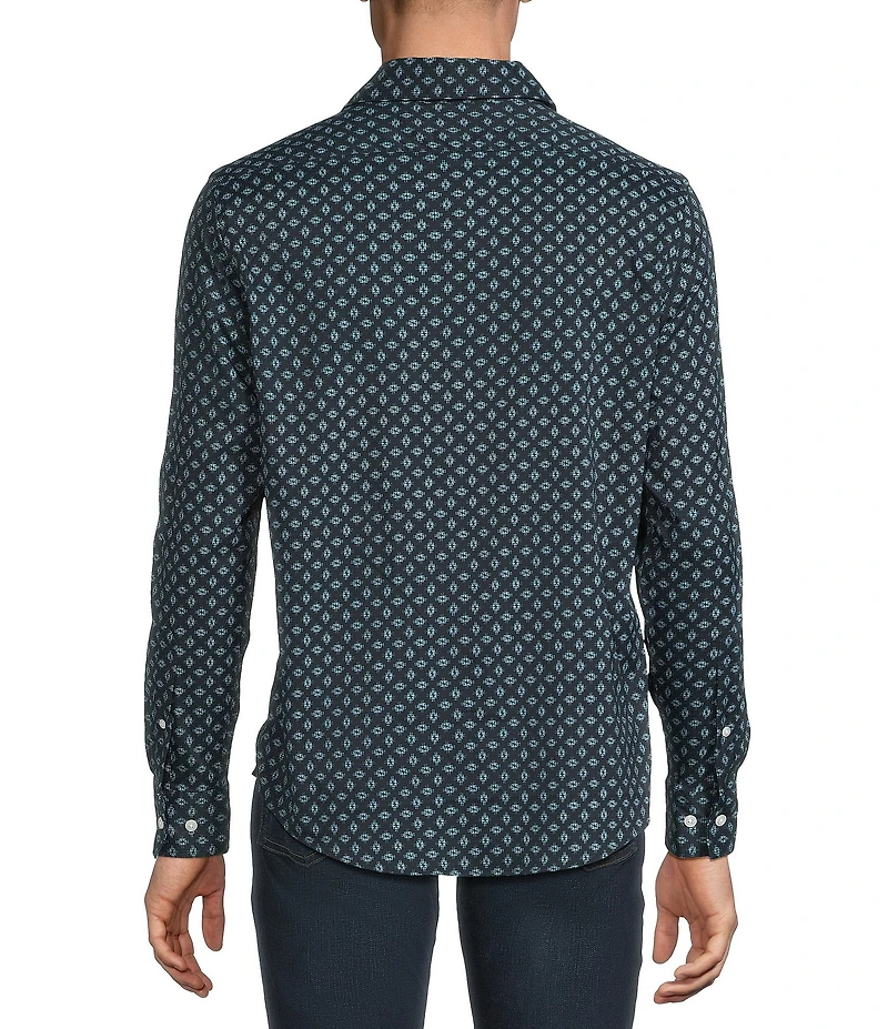 Cremieux Premium Denim Dark Geometric Print Stretch Long Sleeve Woven Shirt