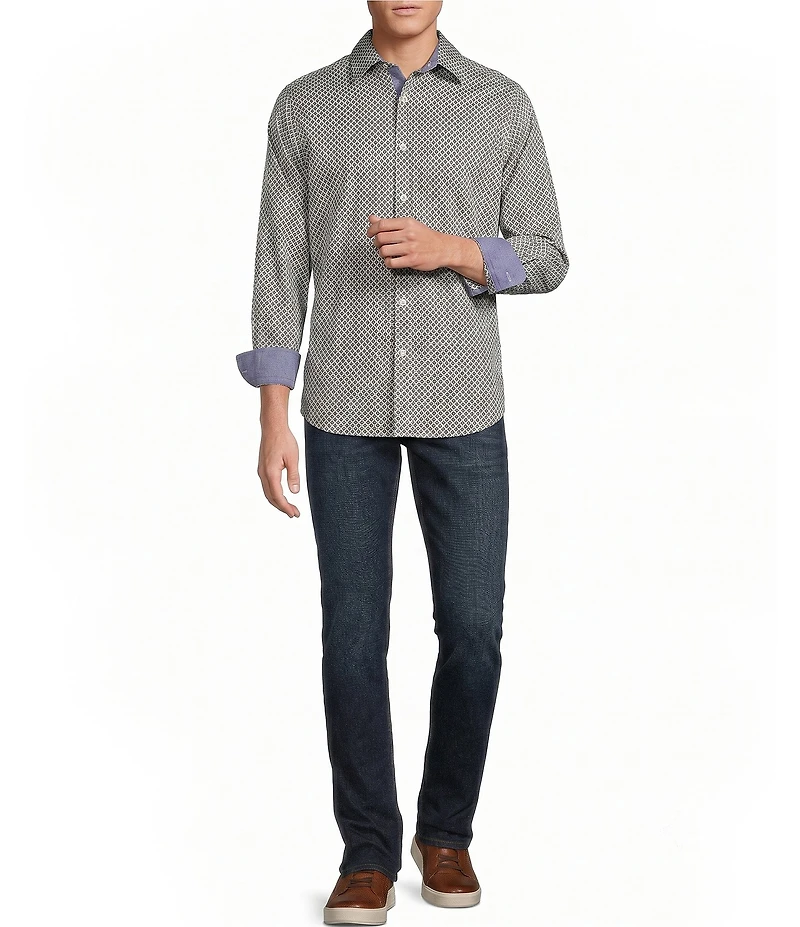 Cremieux Premium Denim Diamond Geo Long Sleeve Woven Shirt