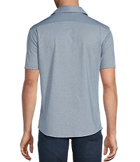 Cremieux Premium Denim Diamond Print Short Sleeve Coatfront Knit Shirt