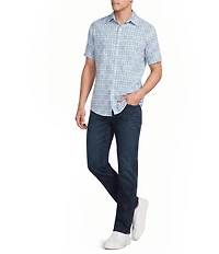 Cremieux Premium Denim Floral Geo Short Sleeve Woven Shirt