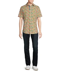 Cremieux Premium Denim Floral Paisley Print Stretch Short-Sleeve Woven Shirt