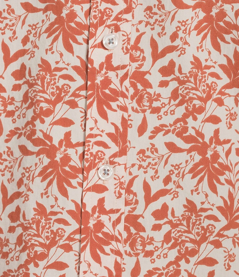 Cremieux Premium Denim Floral Print Short Sleeve Button Front Woven Shirt