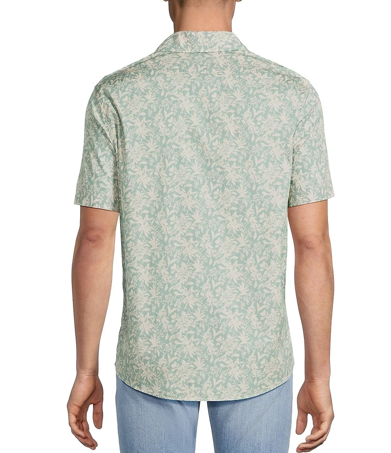 Cremieux Premium Denim Floral Print Short Sleeve Button Front Woven Shirt