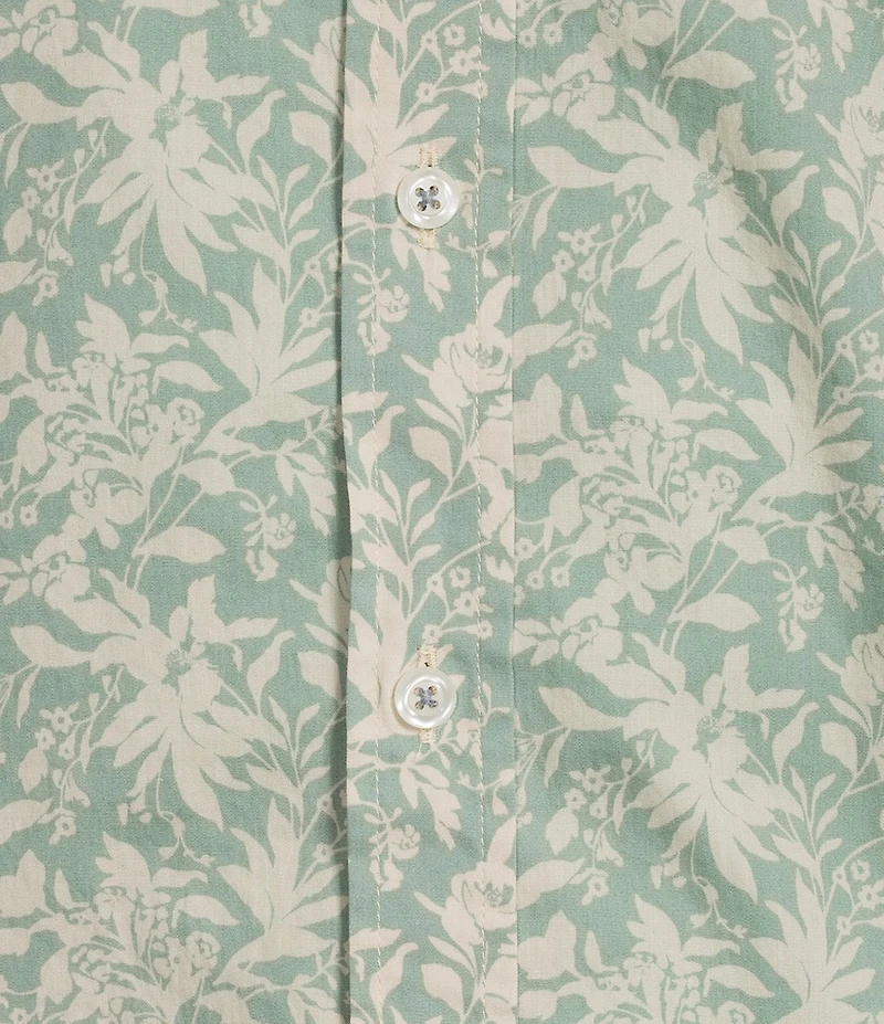 Cremieux Premium Denim Floral Print Short Sleeve Button Front Woven Shirt