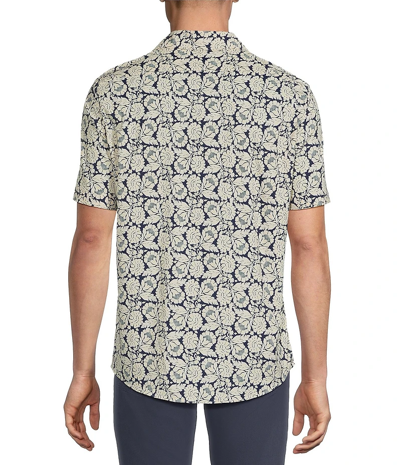 Cremieux Premium Denim Floral Print Short Sleeve Woven Shirt