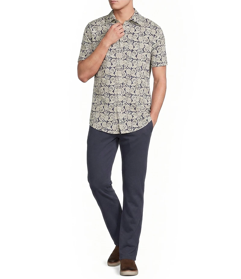 Cremieux Premium Denim Floral Print Short Sleeve Woven Shirt
